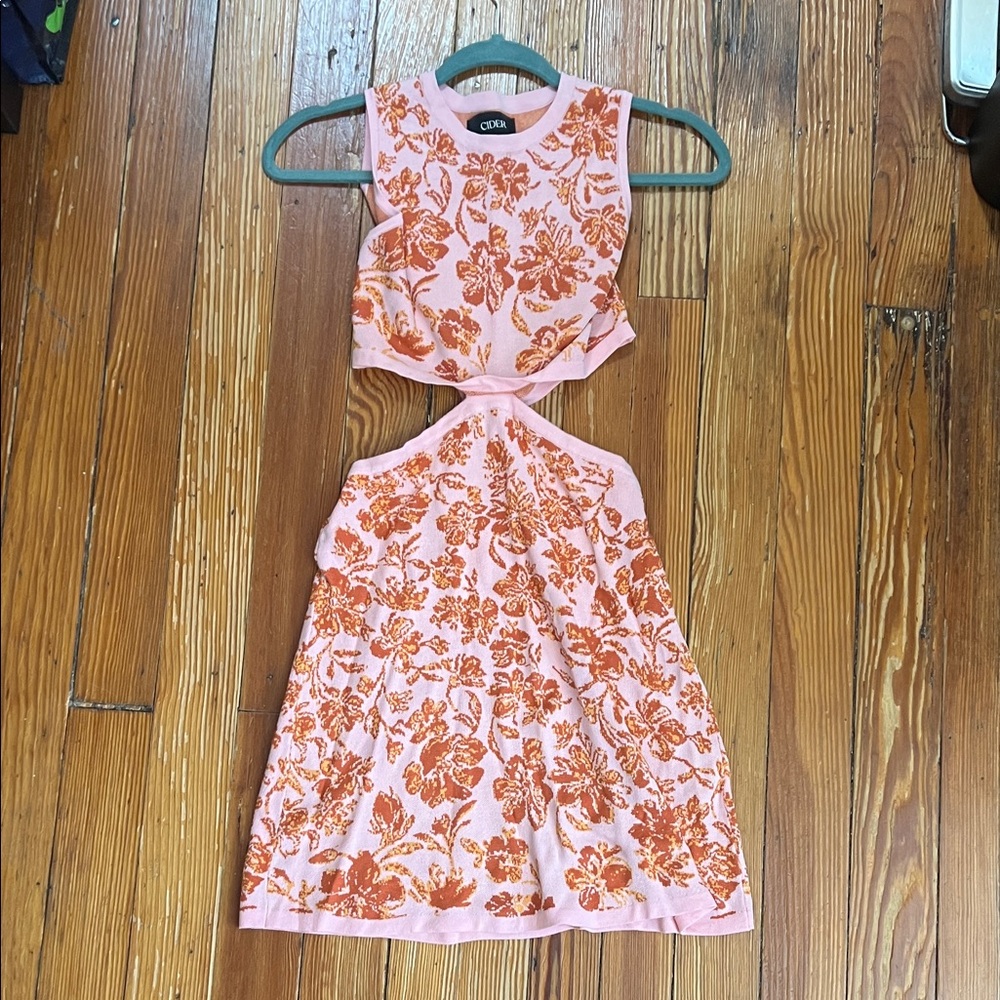 Cider Pink Dress with Orange Floral Pattern